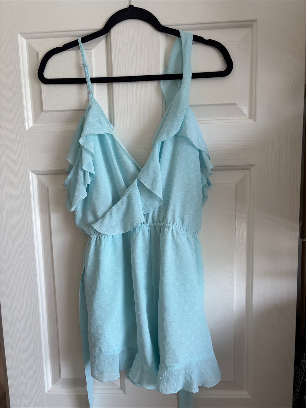 superdown Light Blue Ruffled Wrap Romper - Picture 2 of 3